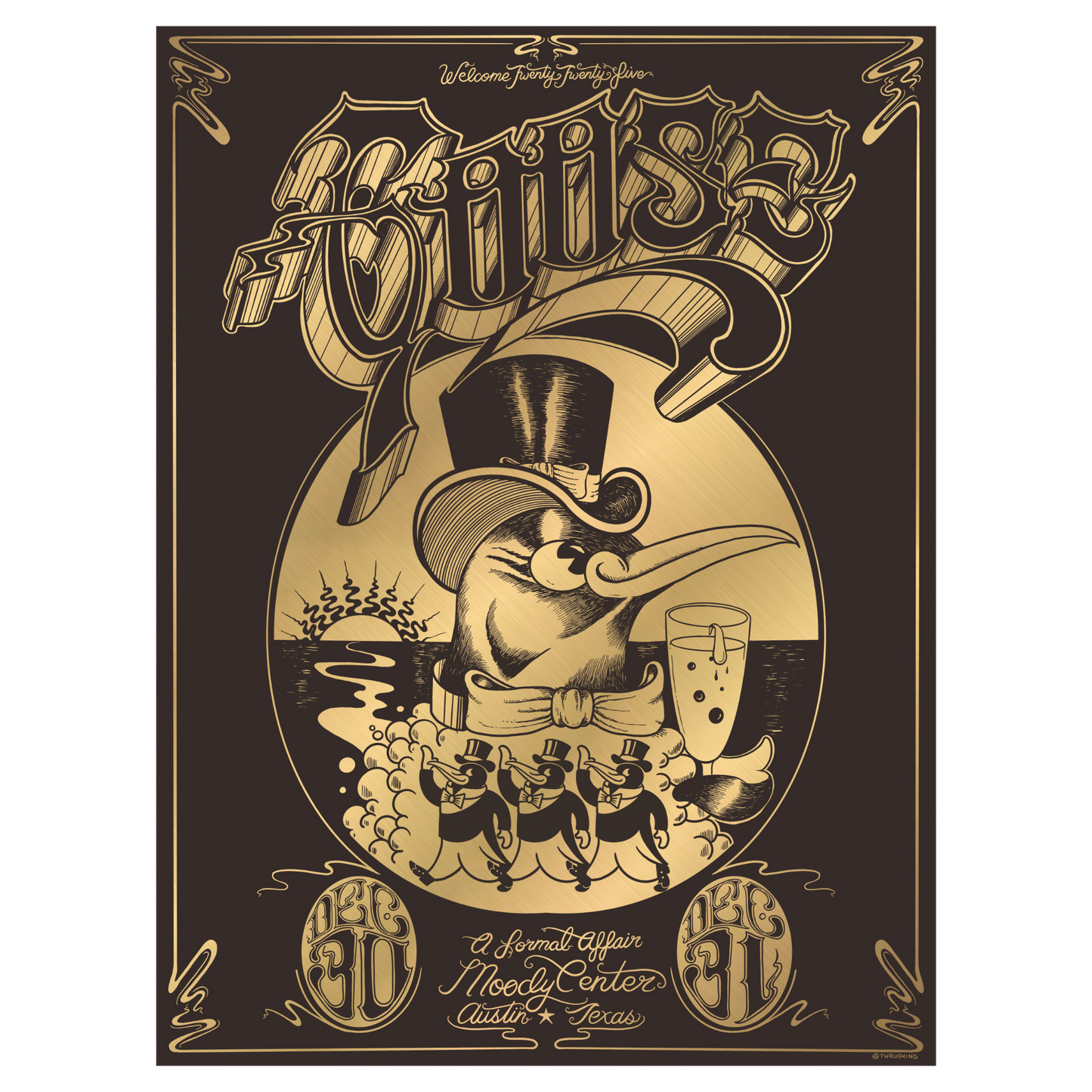 Austin, TX – 12/30 + 12/31/24 Show Poster by Taylor Rushing